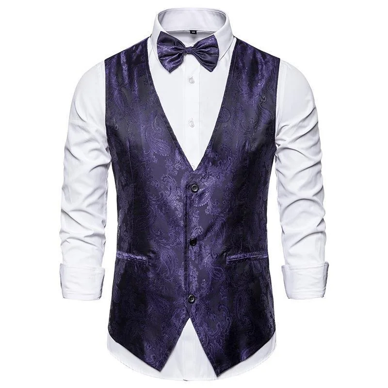 O736Groom performance suit vest men's clothing host singer emcee dance suit vest