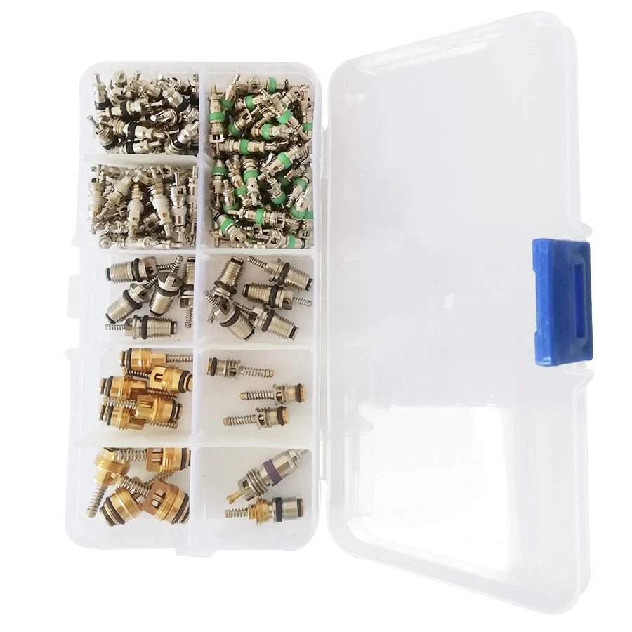 134 Pcs Car Air Conditioning A/C Valve Core R134A Replacement Assortment Kit