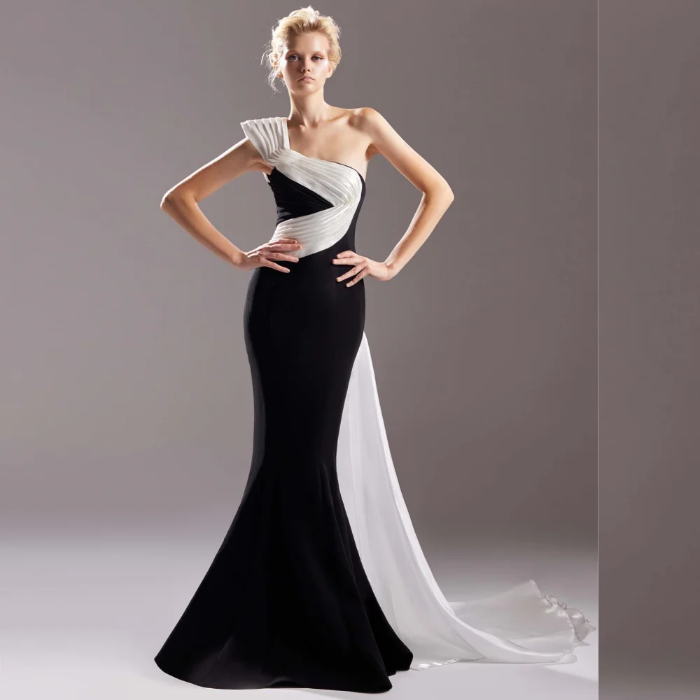 

Exquisite High Quality Sparkle Jersey Pleat Birthday Trumpet One-shoulder Bespoke Occasion Gown Long Dresses