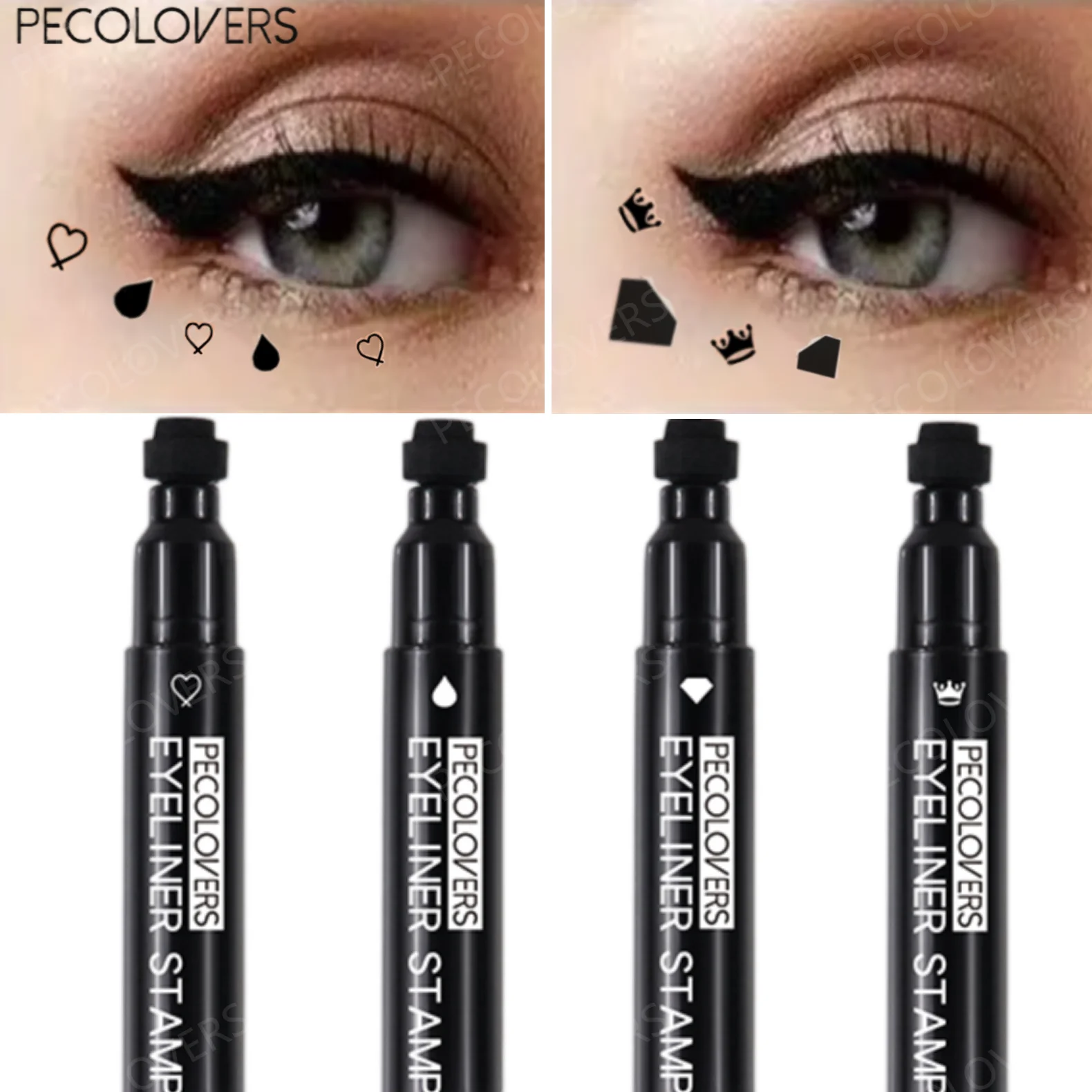 かわいい模様のウォータープルーフリキッドアイライナー、両端シールアイライナー