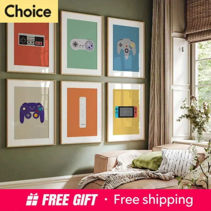 2026 Minimalist Video Game Poster Modern Cartoon Controller GamePad Prints Canvas Painting Wall Art For Game Room Decor Gamin