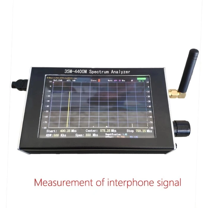 Free shipping 35M-4.4GHz Sweep Simple Spectrum Analyzer Signal Generator + 4.3 inch LCD +Metal Case