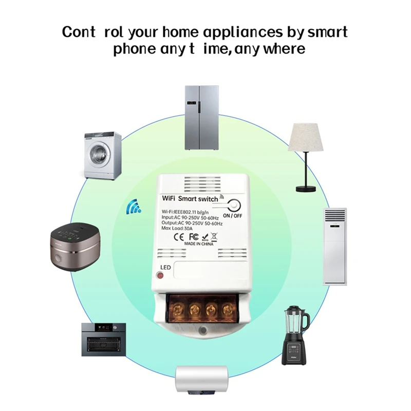 30A 6600W Tuya WiFi Intelligent Relay Module for / Home Control Remote Switching Home Automation [CAAEE-]