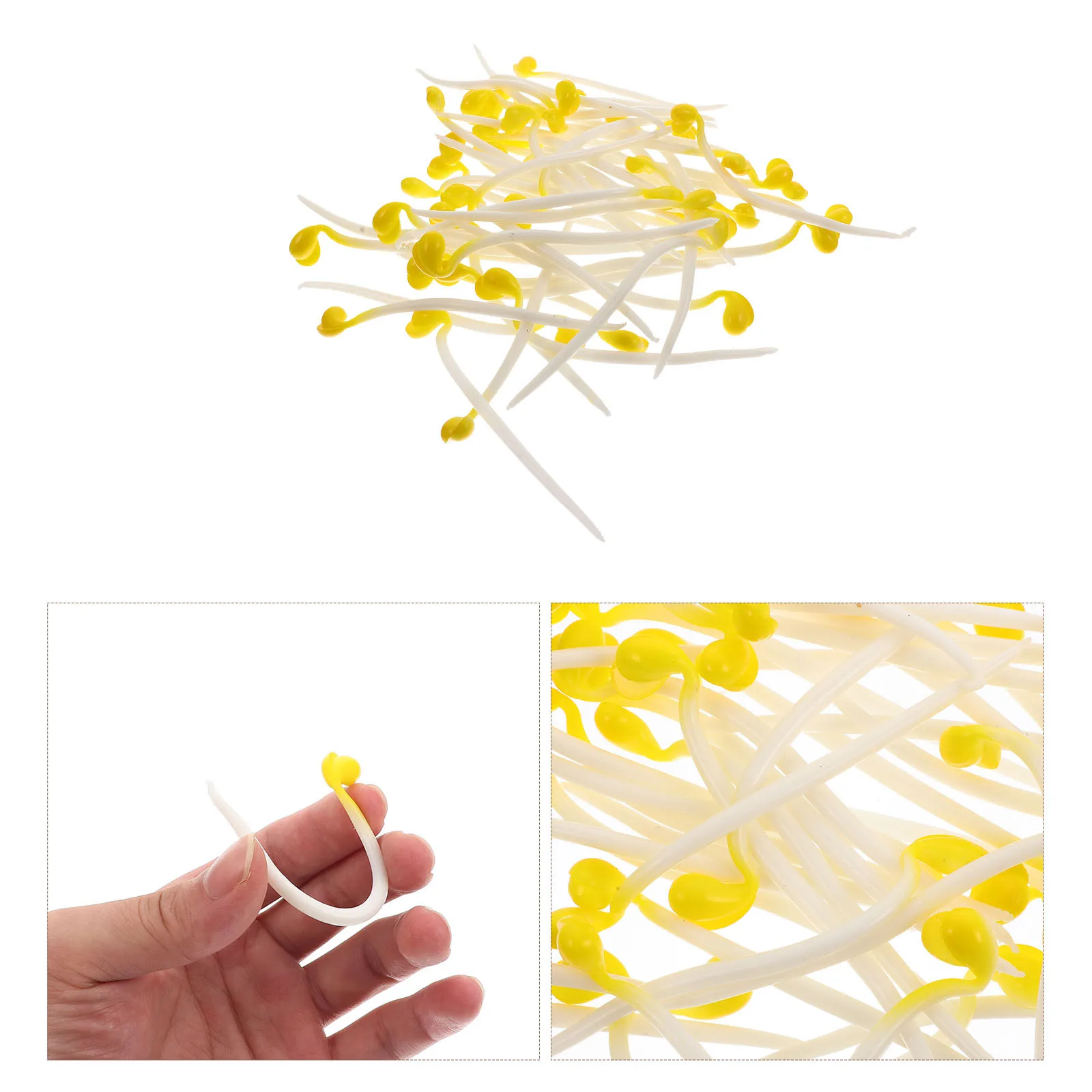 

50Pcs Decorative Artificial Bean Sprouts Photo Food Prop Compact Lightweight Lifelike Vegetable Displaying Photography Supply
