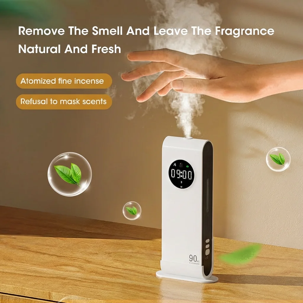 Aroma Diffuser Body Sensor Wall Mounted Home Aromatherapy Machine Fresh Air Deodorization with Clock Sensor Light