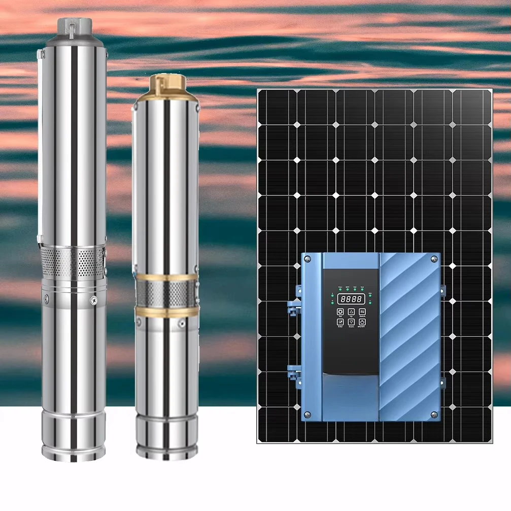 Pompa sommergibile per acqua pulita Pompa di scarico ad alta pressione Pompa acqua Irrigazione AC/DC Ibrido solare