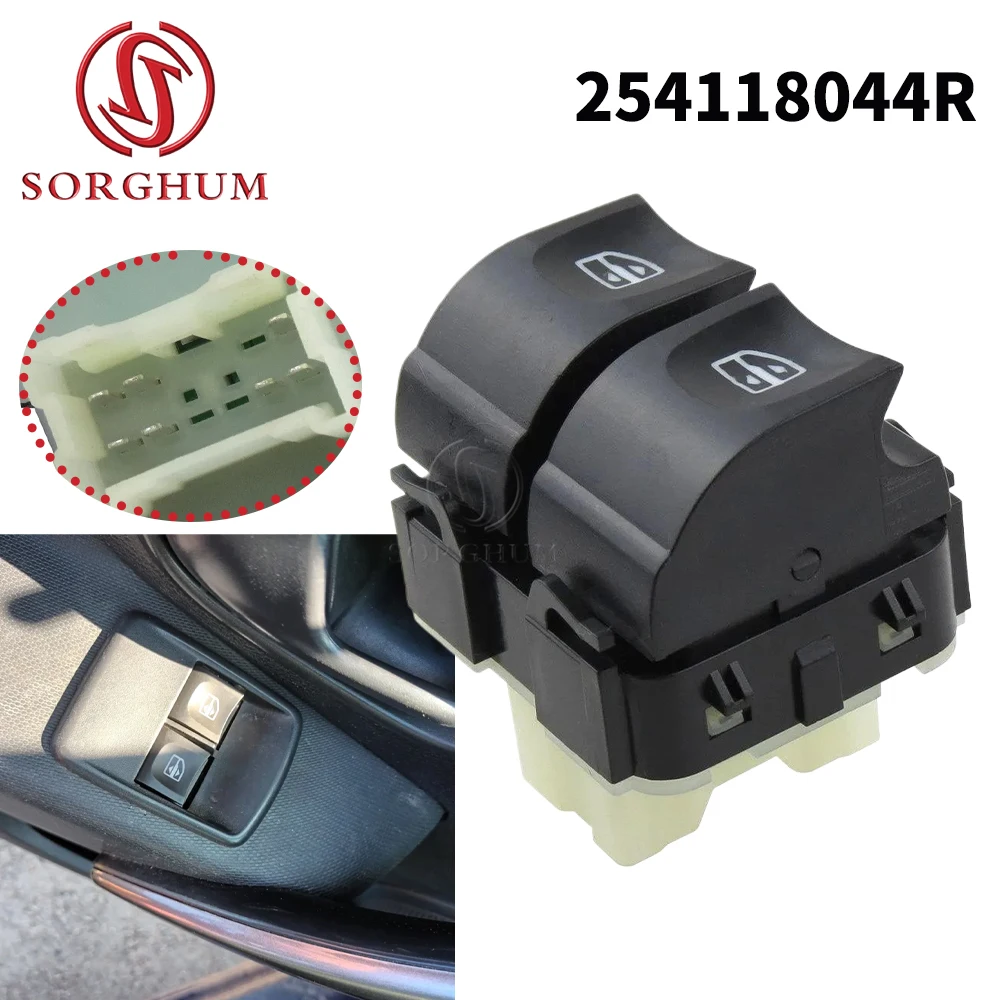 Sorgo 254118044r 25411-8044r interruptor de janela elétrica dianteira do carro botão levantador duplo para renault kangoo trafic clio mk iv dacia