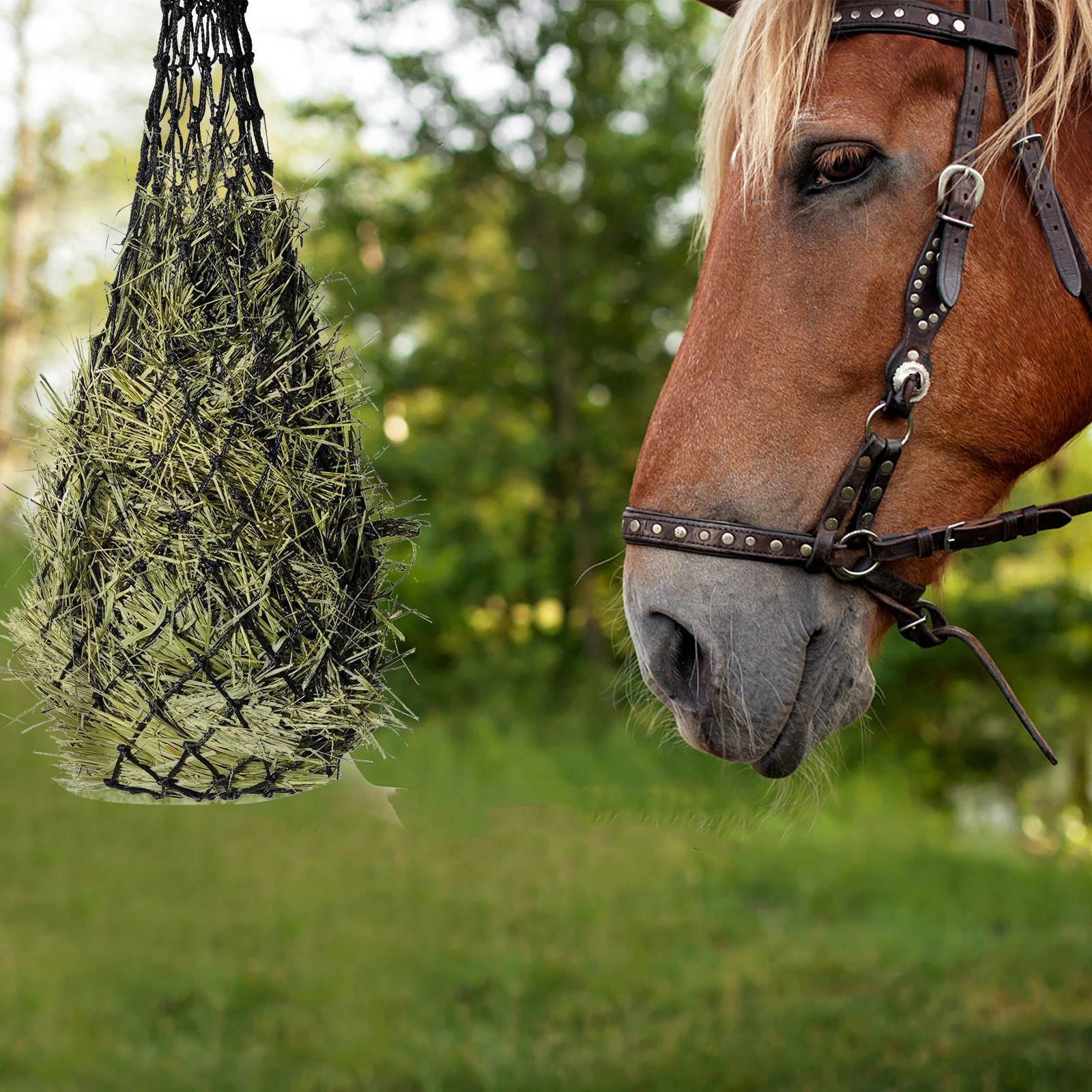 الحصان معلقة القش صافي التغذية البطيئة القش حقيبة سعة كبيرة دائم العملي تغذية الحصان كيس التخزين صافي الماعز المغذية #6