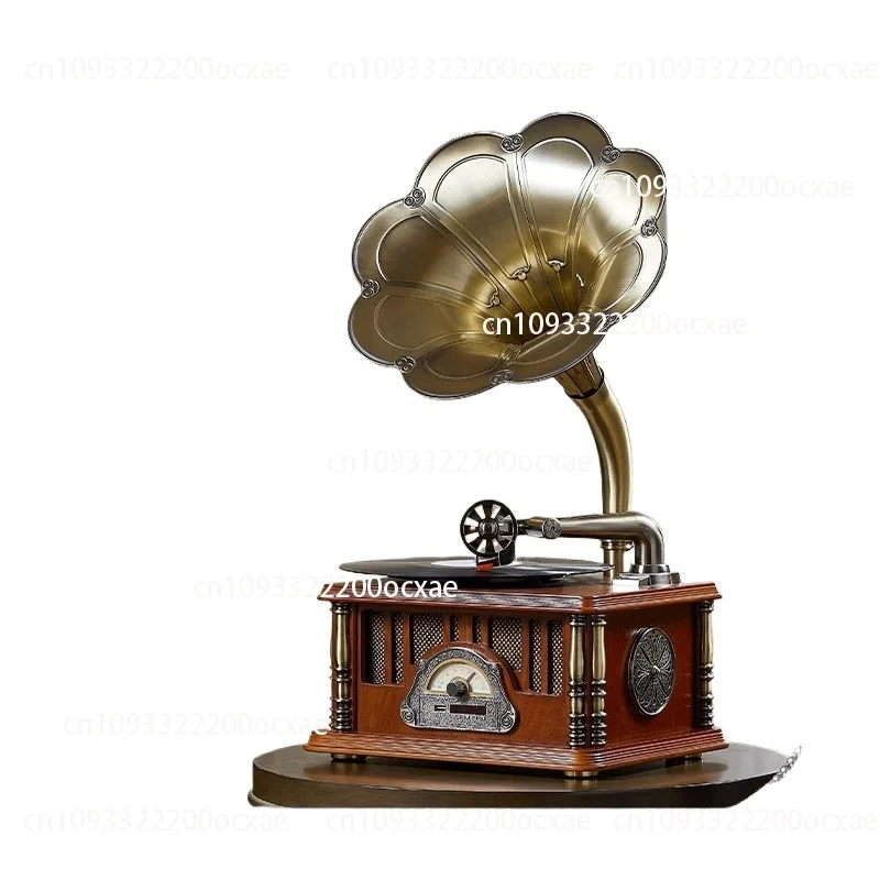 

Gramophone Living Room European-style Antique Solid Wood Light Luxury Decor Bluetooth Speaker Vintage Vinyl Record Player