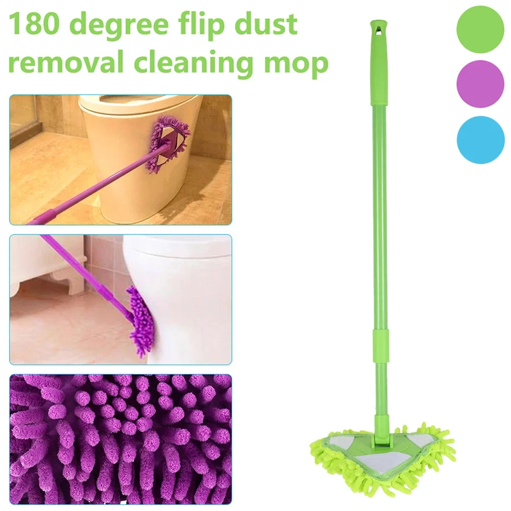 Mop 180° Rotatable Adjustable Triangle Mop Extendable Handle Multifunctional Cleaning Mop for Home Kitchen Bathroom Pool brush