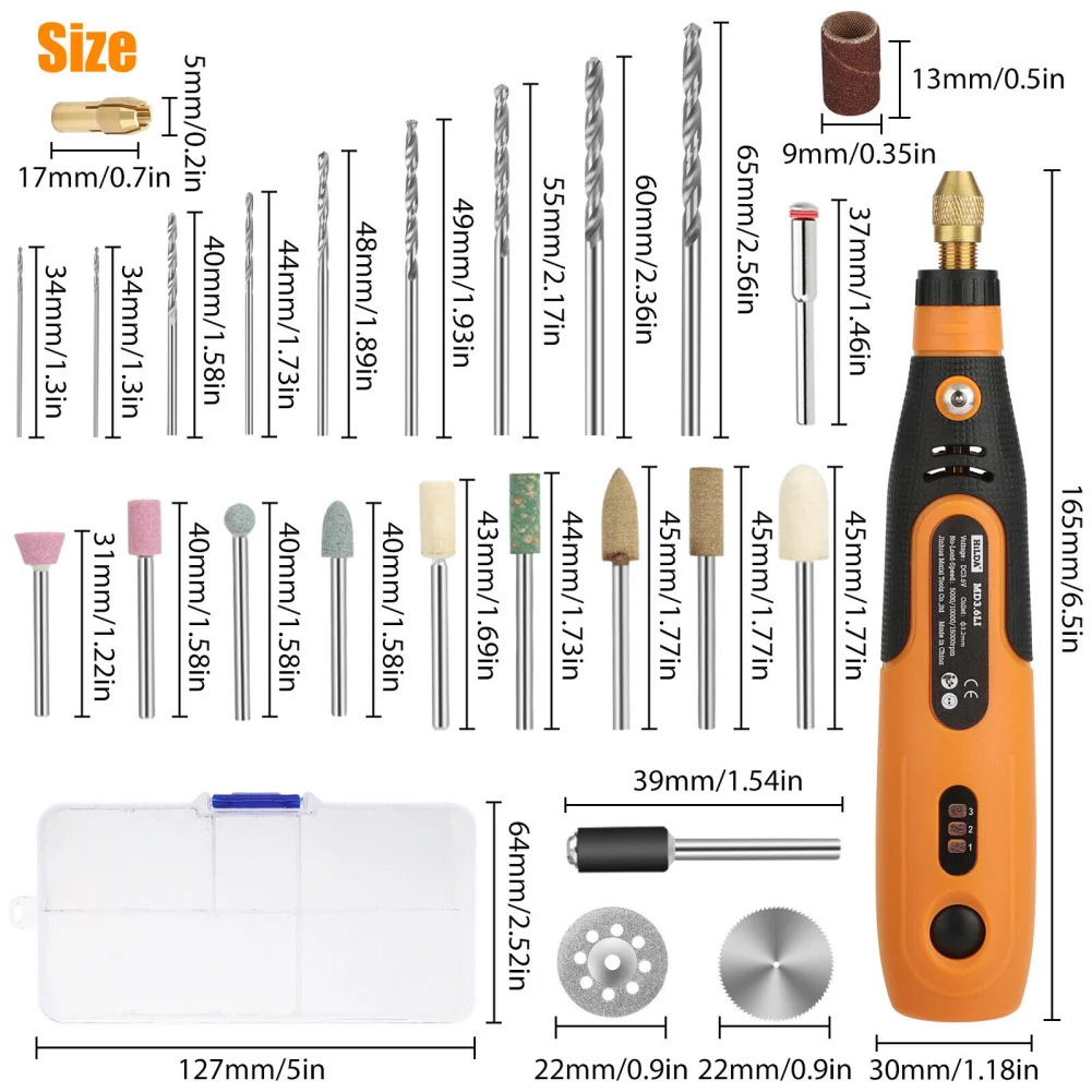 46pcs Cordless Rotary Tools Kit 3-Speed Battery Powered Rotary Tool For DIY Sanding Polishing Drilling Etching Engraving