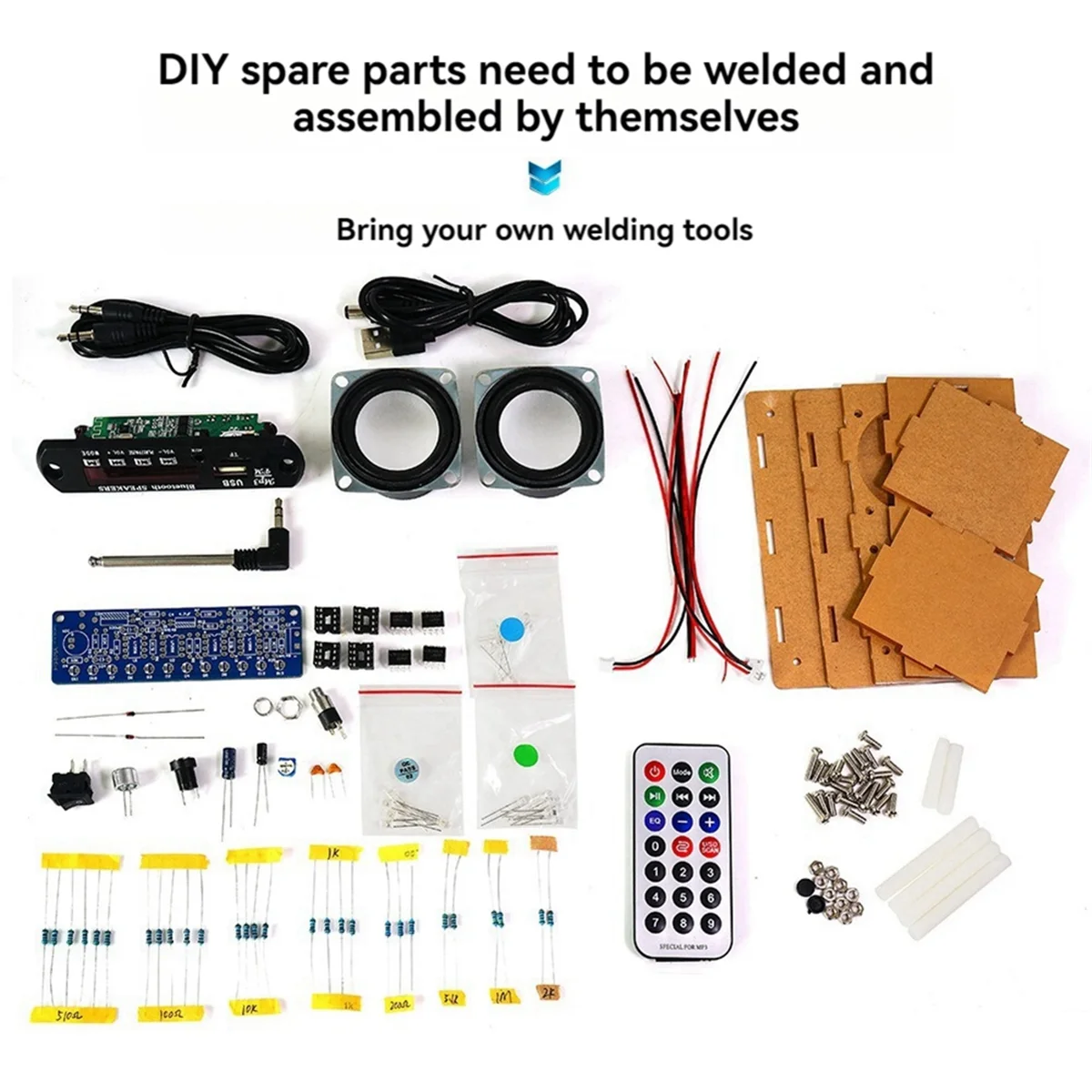 Kit de alto-falante bluetooth diy com rádio fm 87.5-108mhz projeto de solda diy prática kit eletrônico montagem de solda abgi