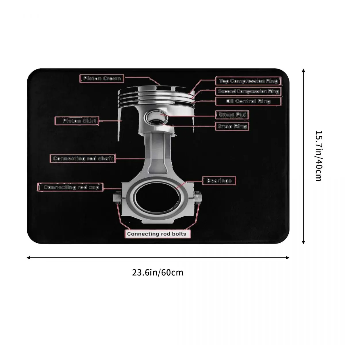 Customizable Floor Mat for Entrance Motorcycle, Piston anatomy, mechanic, grease monkey, Bathroom Mat, Bathroom Entrance Carpet