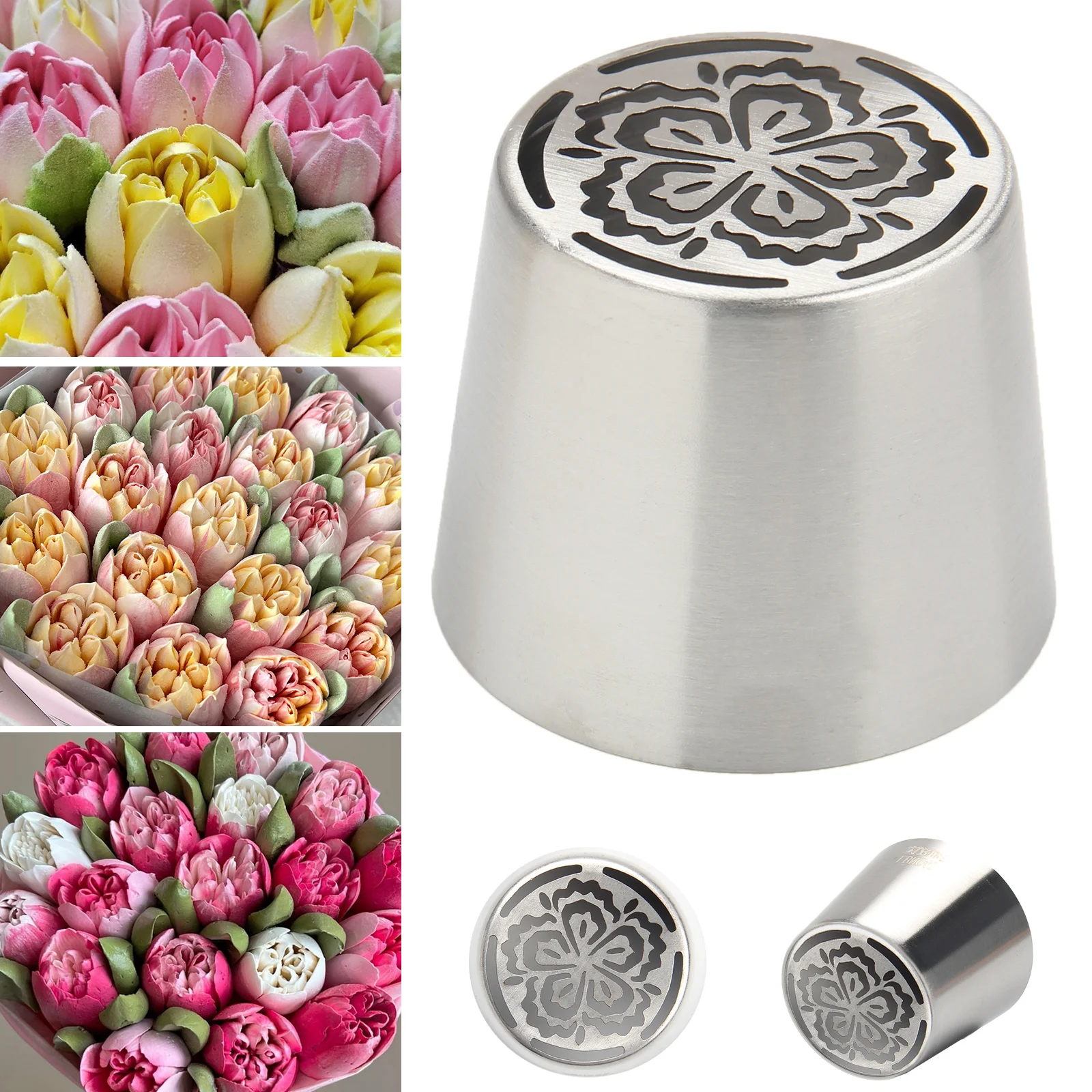 New Marshmallow Laminating Nozzle Tulip Rose Buttercream Russian Squeeze Nozzle Cake Baking Tools #SL45