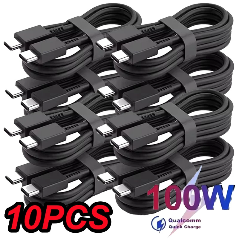10Pcs PD 100W USB Type C to C Fast Charge Cable for Samsung Galaxy S22 S23 S24 S25 Plus Note Ultra A53 A54 Charging Data Cable