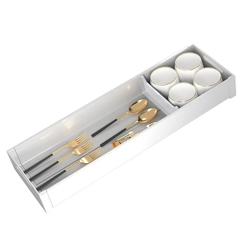 【Big Deal】Kitchen Drawer Organizer, Long Size-Cutlery Storage Tray Durable, Space-Saving Design-Versatile Use In For Home And Of