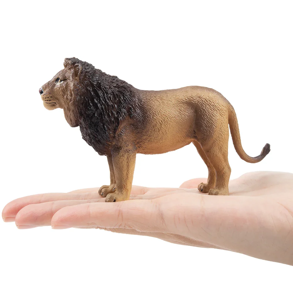 Toymany Simulation Standing Lion  Wildlife Animal Model Toy Mini Figures Dolls Action Figurines Toys Children Gift  Cake Decor