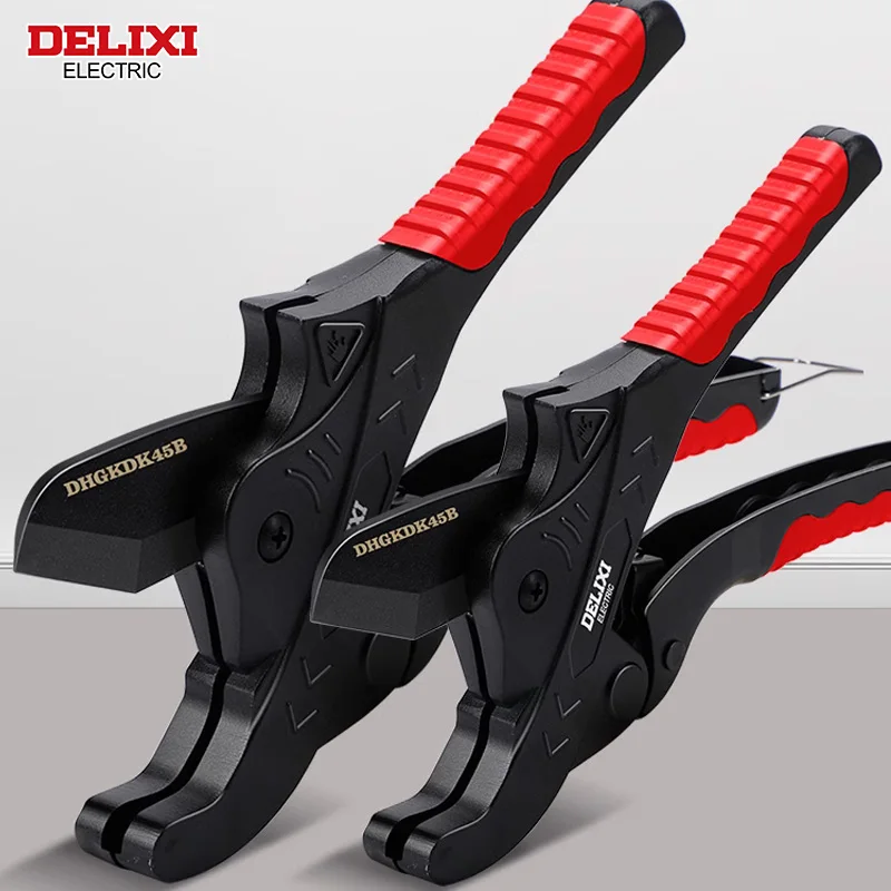 DELIXI ELECTRIC Pipe Cutter,Pipe Scissors SK5 Material Ratchet Cutter PVC/PU/PP/PE Hose Cutting Hand Tool,for Plumber,Homeowners