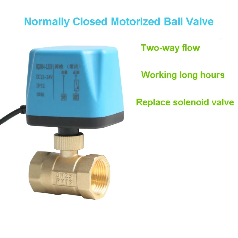 1/2" 3/4" 1" 2" Normally Closed Motorized Ball Valve 220V 12V 24V 2-Wire Brass Electric Valve Ball Replace Solenoid