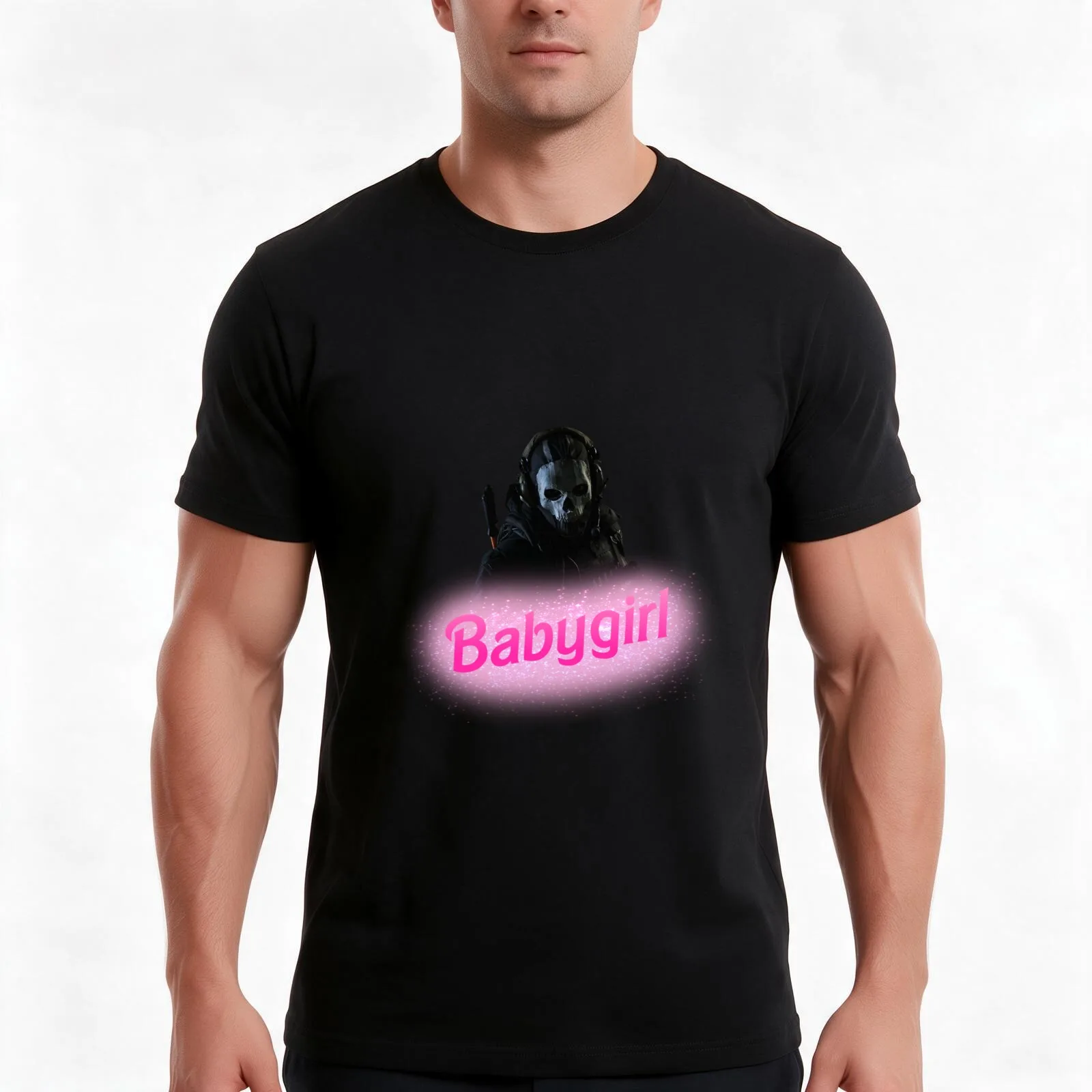 Simon Ghost Riley Babygirl T-Shirt, Summer Casual Cotton Tee, Oversized Streetwear Tops, Vintage Graphic Print, Unisex Men Women
