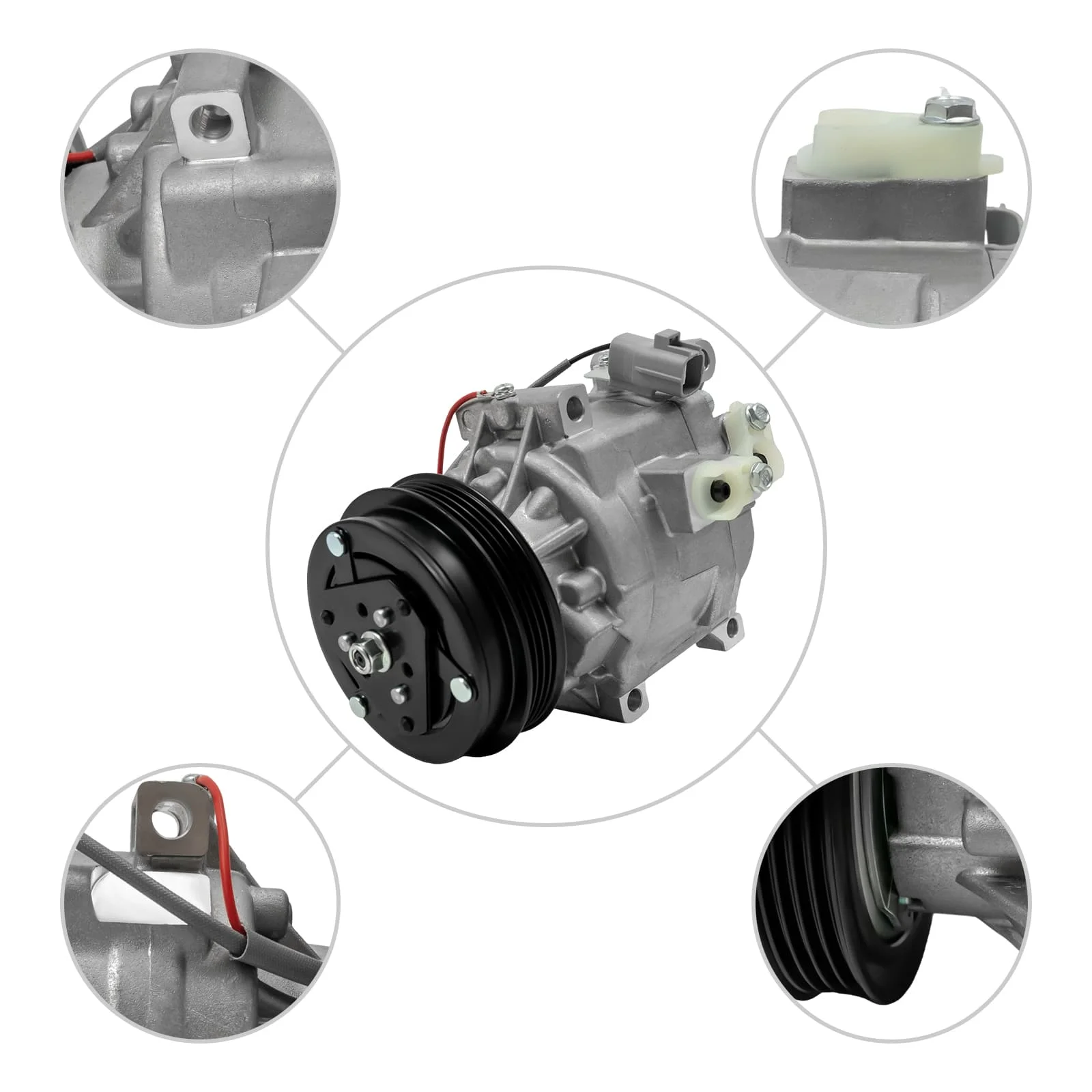 6.8kg/14.99lbs AC Compressor Silver Polishing Suitable for 2000-2005 Toyota Echo 1.5L Models