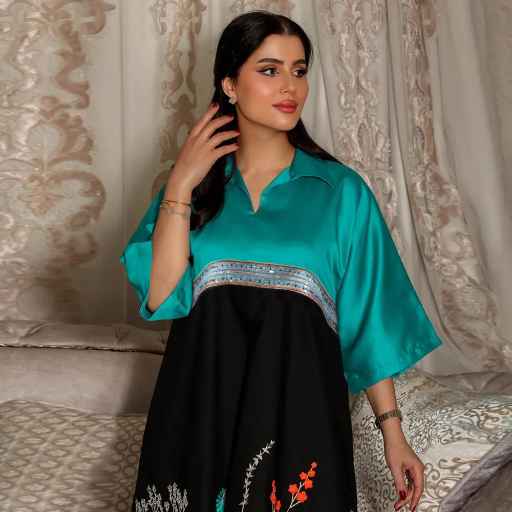 Vestido muçulmano para mulheres, Ramadã, Eid, Abaya, Dubai, Turquia, Islã, Árabe, Língua, Caftan, Marocain