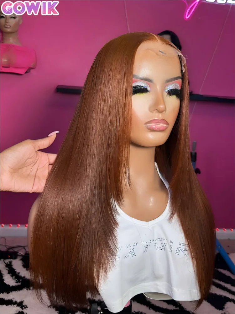 

Шоколадно-коричневый парик из натуральных человеческих волос 13x6 с HD-кружевом, прямой парик с HD-кружевом, цветной, бразильский, оригинальный, 3032 дюйма