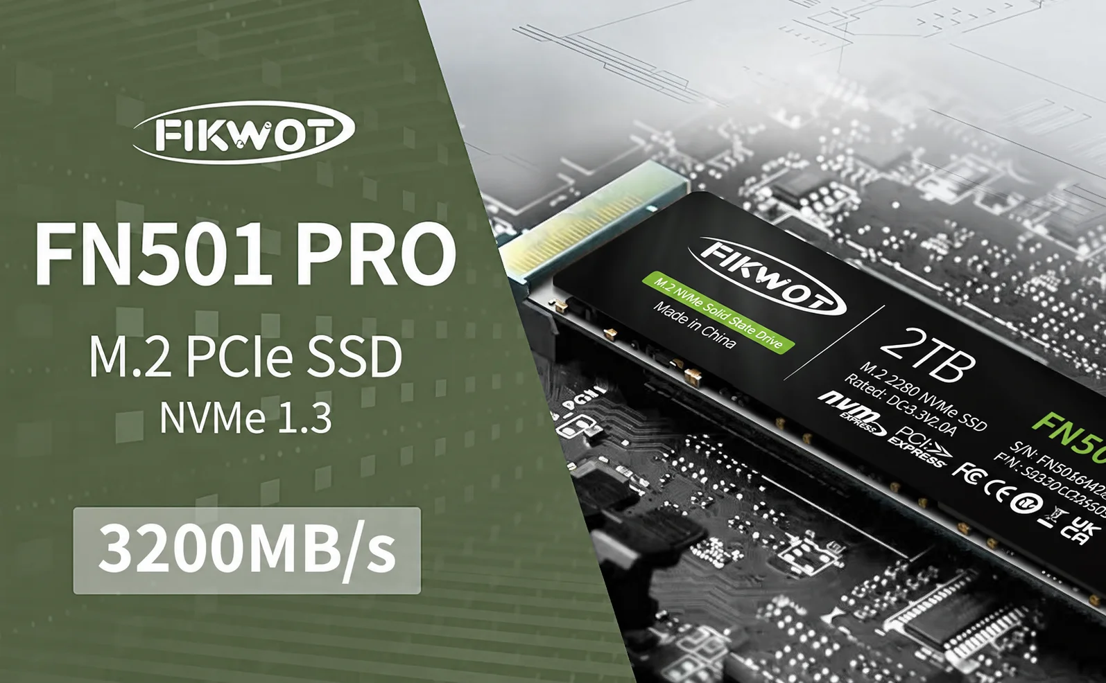 Fikwot FN501 Pro M2 NVME SSD 2TB 1TB 512GB 256GB M.2 2280 Interne Solid-State-Festplatte PCIe 3.0x4 SSD-Laufwerk für Laptop und Desktop – Detail 1