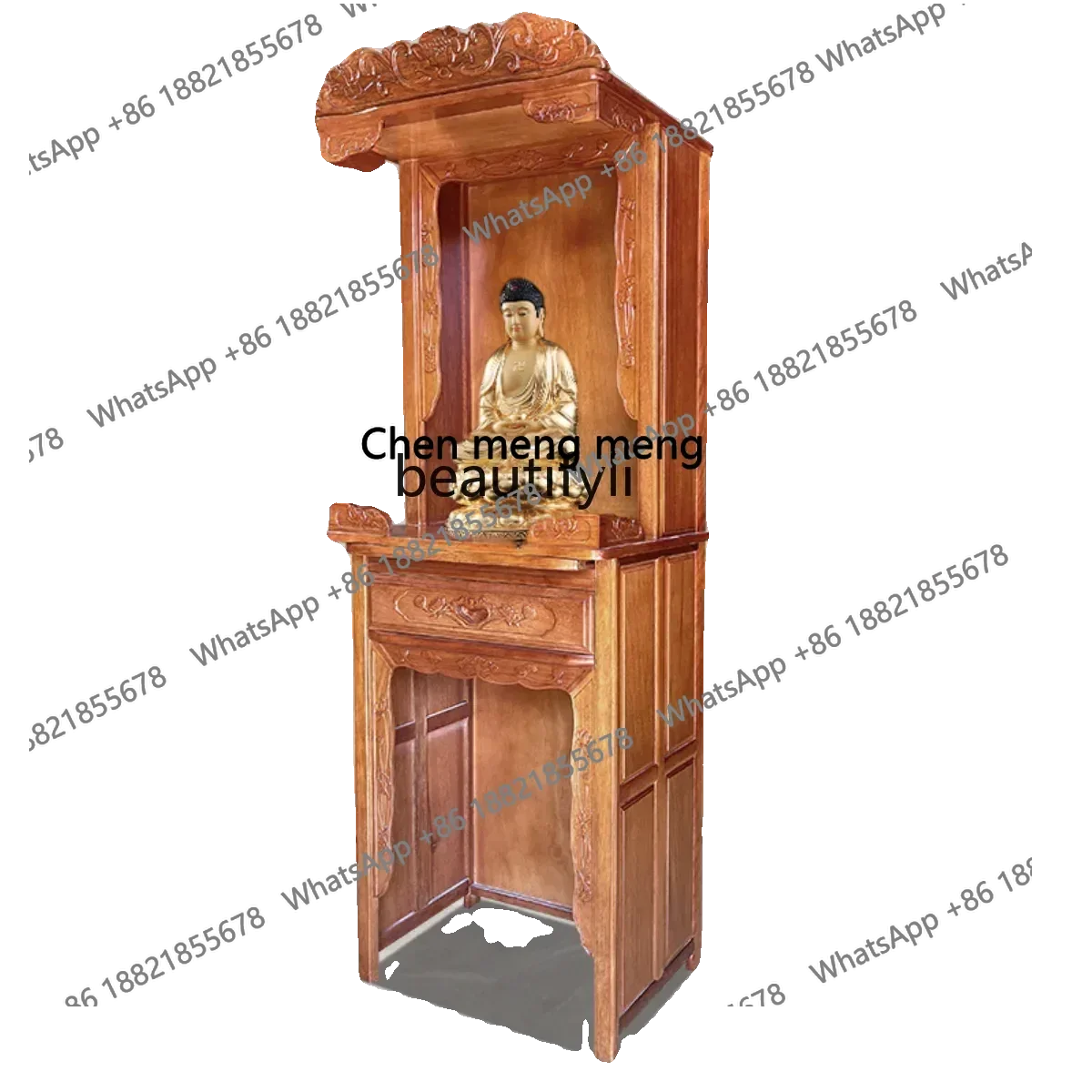 z183   Household Buddha Cabinet Two-Layer Rosewood Altar Shrine Ancestor God of Wealth Landlord Worship Cabinet Altar