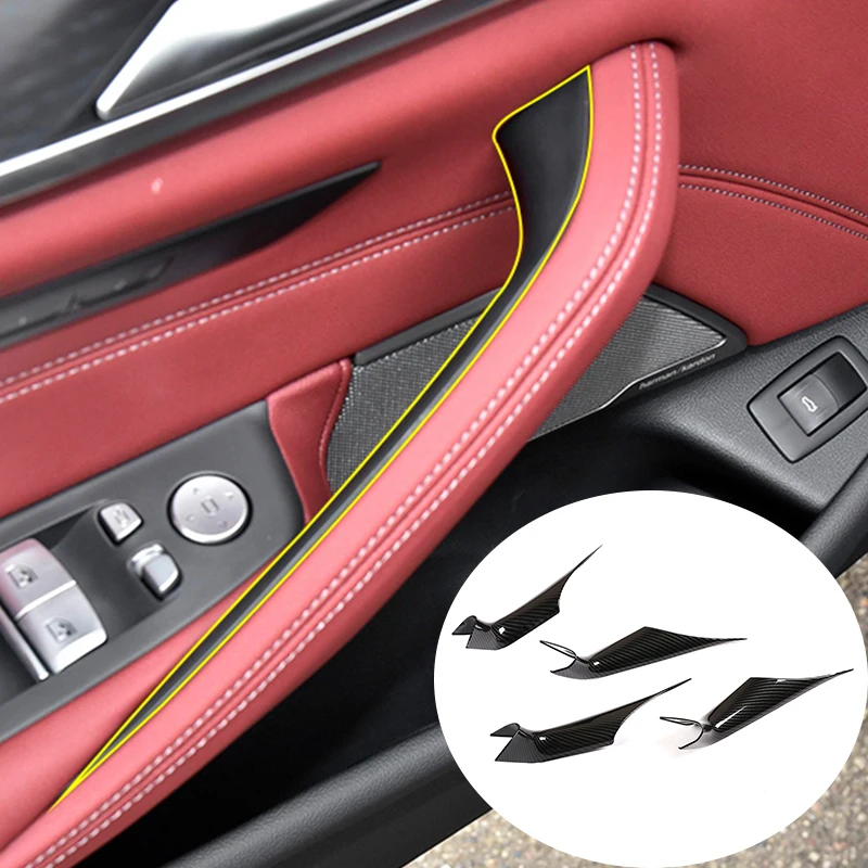 For BMW 5 Series G30 G38 2018-2022 Interior Details ABS Carbon Fiber Inner Door Handle Cover Protective Cover Car Accessories