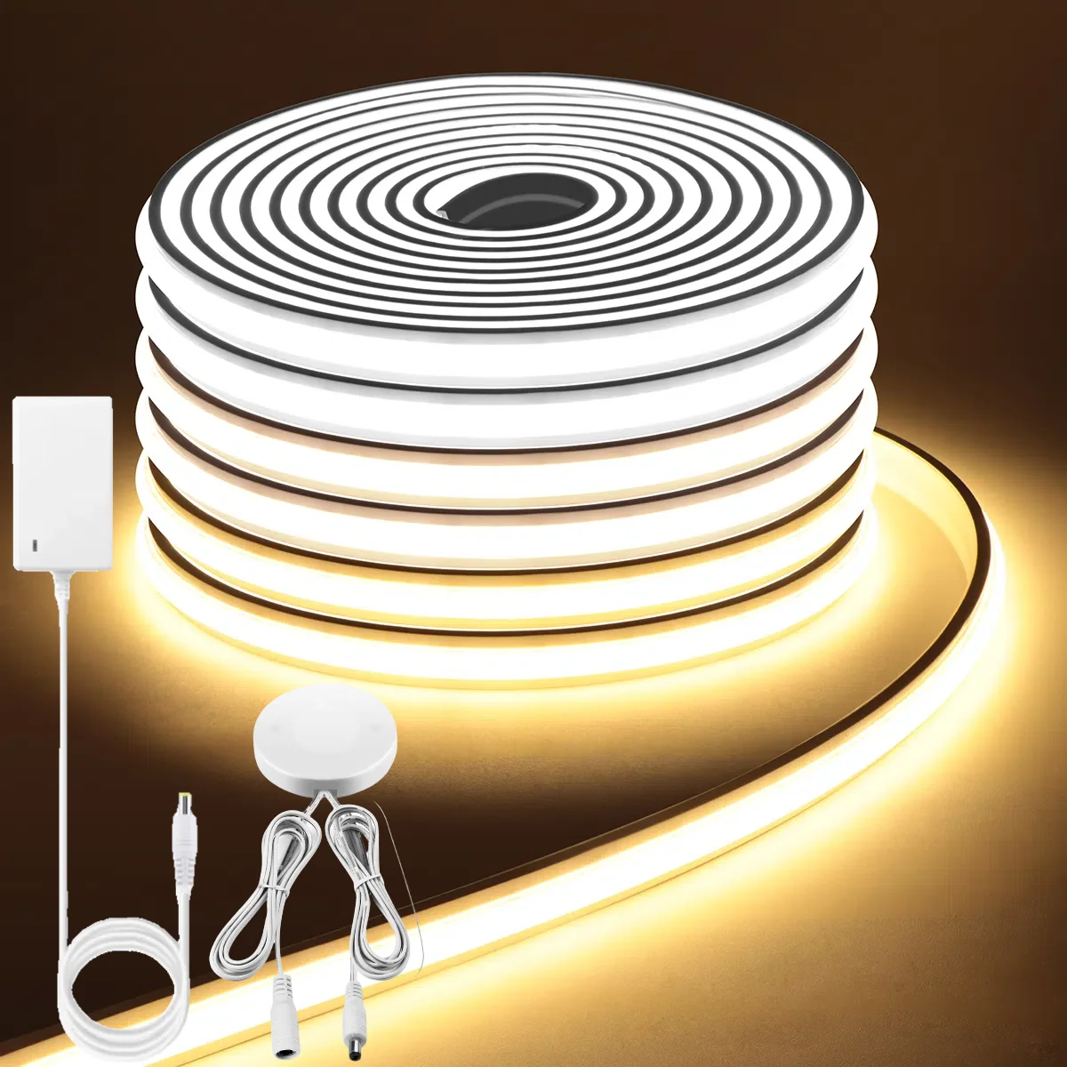 نمط جديد DC24V الصلبة النيون COB LED قطاع ضوء مع عكس الضوء اللمس مفتاح مستشعر هلام السيليكون النقي أنبوب مقاوم للماء لا وميض