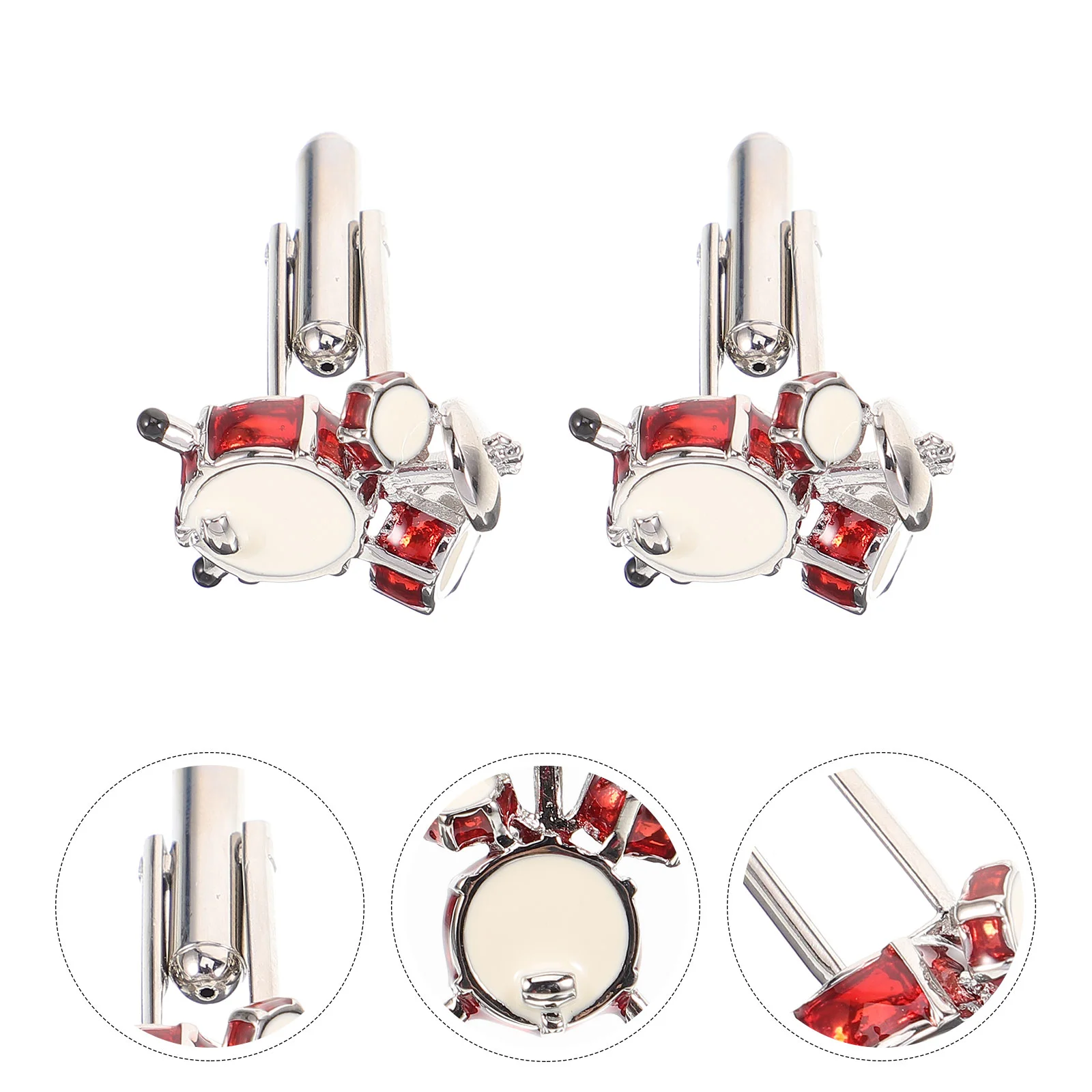 

2 Pcs Chain Drum Cufflinks Clothes Pins Business Button Covers for Mens Shirts Miss