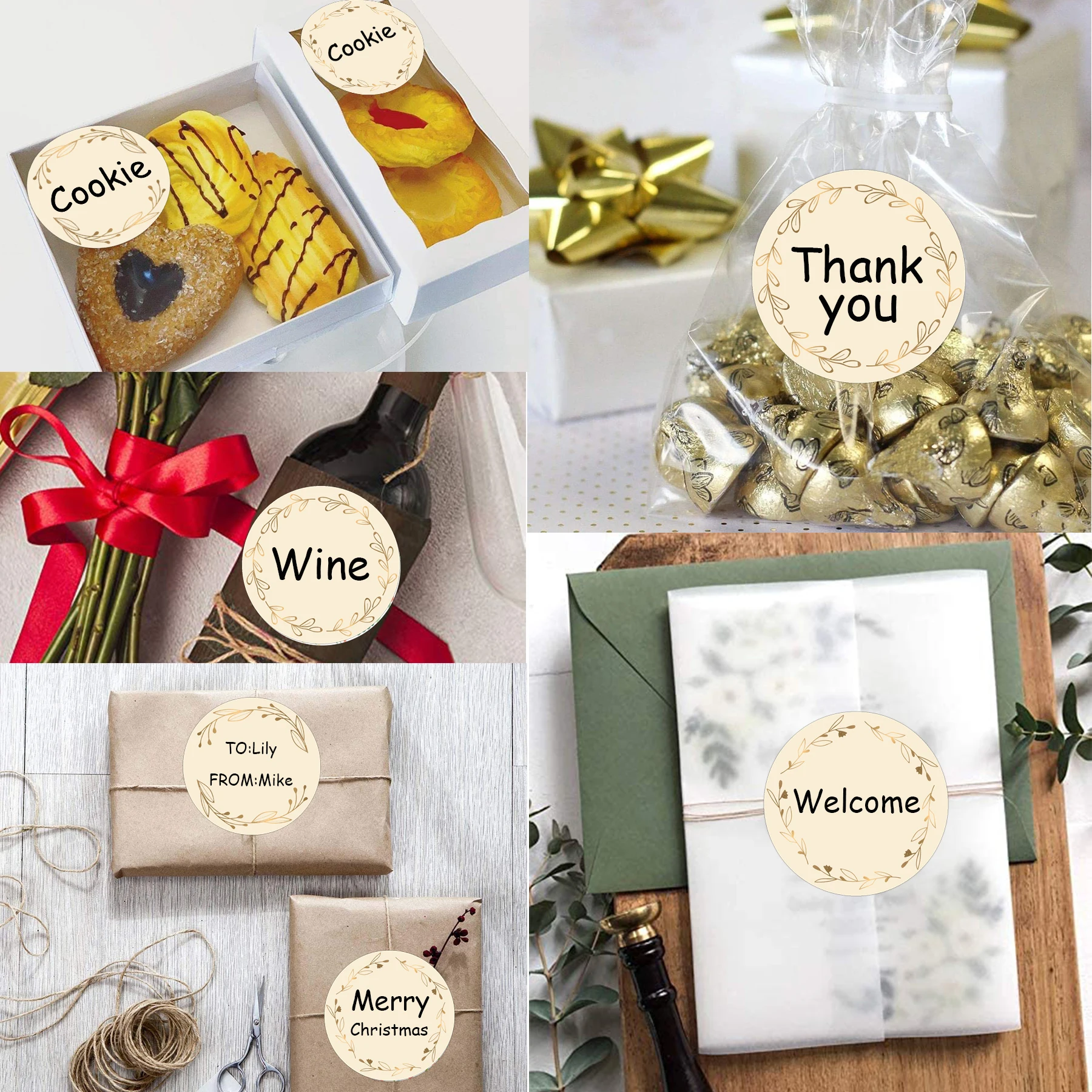 Gold Stamping Jar Adesivos, Fácil de Colar, Mason Jar Labels, Gift Box Adesivos, Diâmetro 2 polegadas, 500pcs