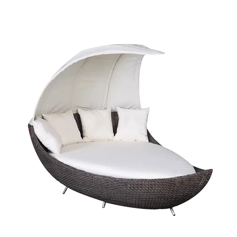 Nordic Outdoor rattan Sailing Bed Hotel Homestay Outdoor Balcony Pool Resort leisure sofabed furniture