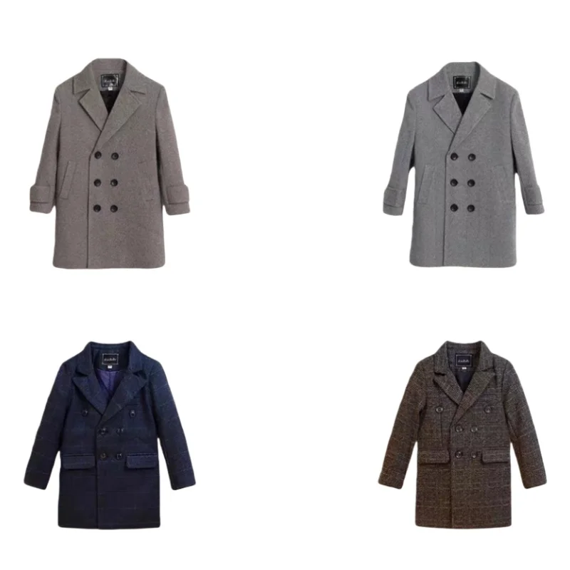 أطفال التصوير معطف الصوف الطفل يندبروف سترة خارجية 2-11Y بنين النمط البريطاني غاري الشتاء سميكة الدافئة معطف الصوف المراهقين #1