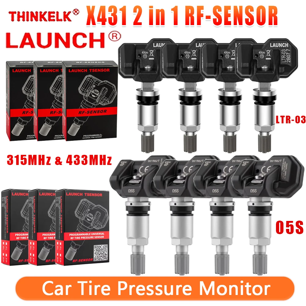 Sensor RF Launch X431 LTR-03 RF05 315/433MHZ 2 en 1, Sensor TPMS, Escáner de Presión de Neumáticos, Herramientas de Reparación de Neumáticos, Compatible con el 98% de los Autos Toyota