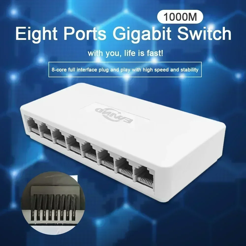 

Ethernet-коммутатор 10/100/1000 Мбит/с 5/8 портов Настольный гигабитный сетевой коммутатор Адаптер RJ45 Ethernet-коммутатор Автоматический MDI/MDIX Fast