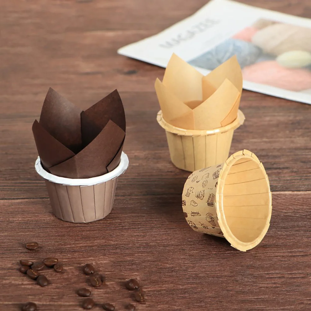 

200pcs High Temperature Resistant Cake Paper Liners Disposable Baking Cups Greaseproof Flower Shape Muffin Wrappers