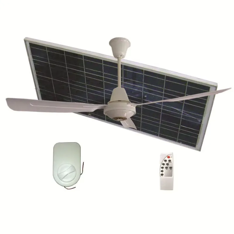 

solar DC emergency ceiling fan 50 inches wide voltage remote control household DC motor battery power supply plastic material
