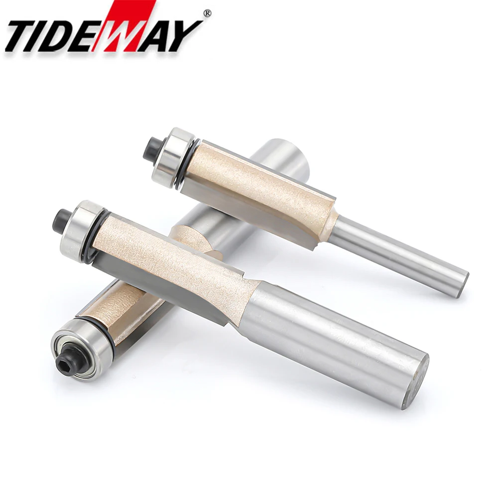 Imagem -06 - Tideway Flush Trim Router Bits para Madeira Shank Ferramentas para Carpintaria Cortadores de Corte com Rolamento Endmill Fresa