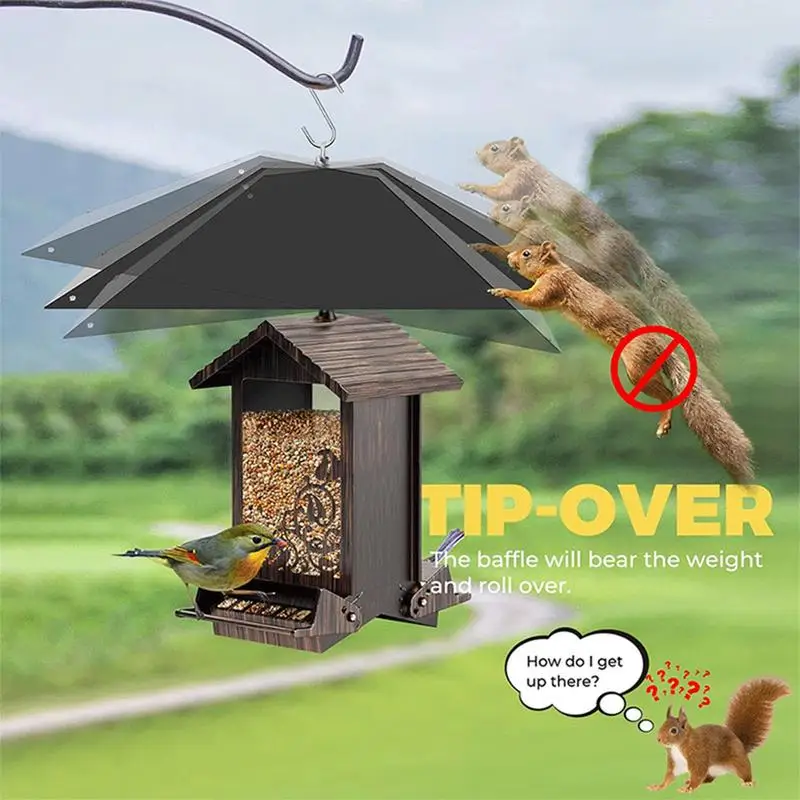 กระรอก Baffles สําหรับ BIRD Feeders กันน้ํากระรอก Baffles ติดตั้งง่ายโลหะกระรอก Baffle สําหรับยับยั้งกระรอก Racoons