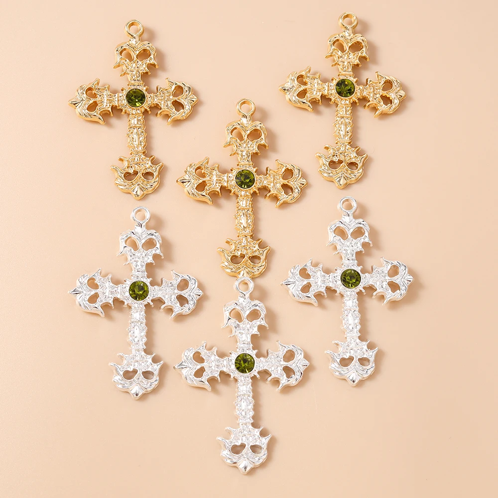 Leslie 10 Stück Große Kristall-Kruzifixe Jesus-Kreuz-Anhänger Steampunk-Kreuz-Anhänger für Schmuckherstellung, Halsketten, Ohrringe, Bastelarbeiten – Detail 8