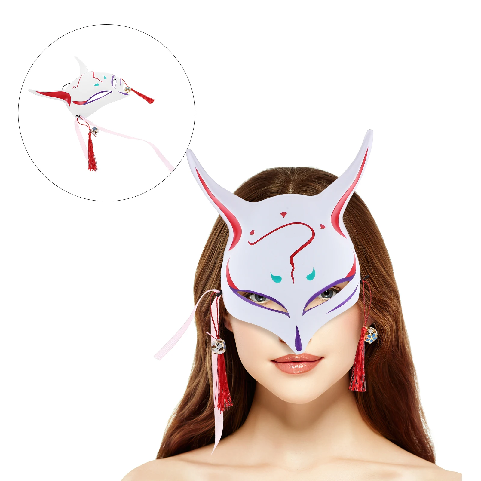 

Fox Mask Japanese Cosplay Party Halloween Masks Masquerade Women Prom for Plastic