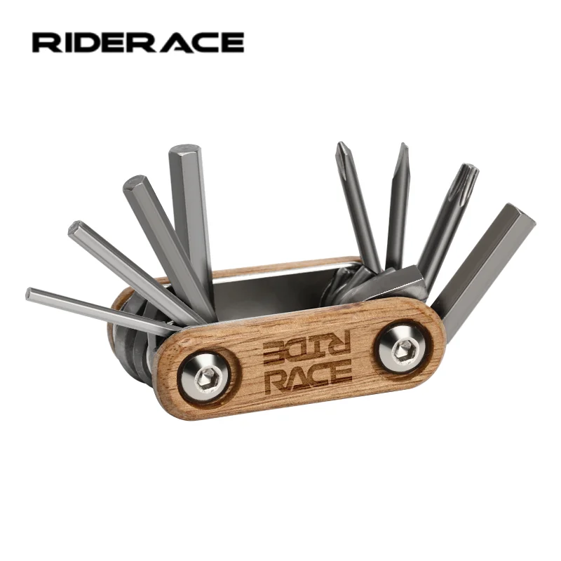 RIDERACE 8-in-1 Multifunction Bike Repair Tool Electroplated Titanium Wrench Portable 45CR Steel Bicycle Maintenance Screwdriver