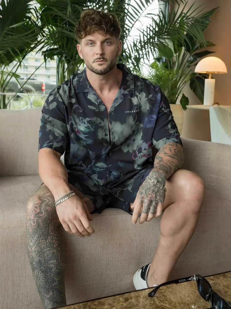 

Summer New Loose Men's irt Casual Streetwear ort Sve Printed Top Youth Faion Cool Feeling Thin Fabric Cuba Collar