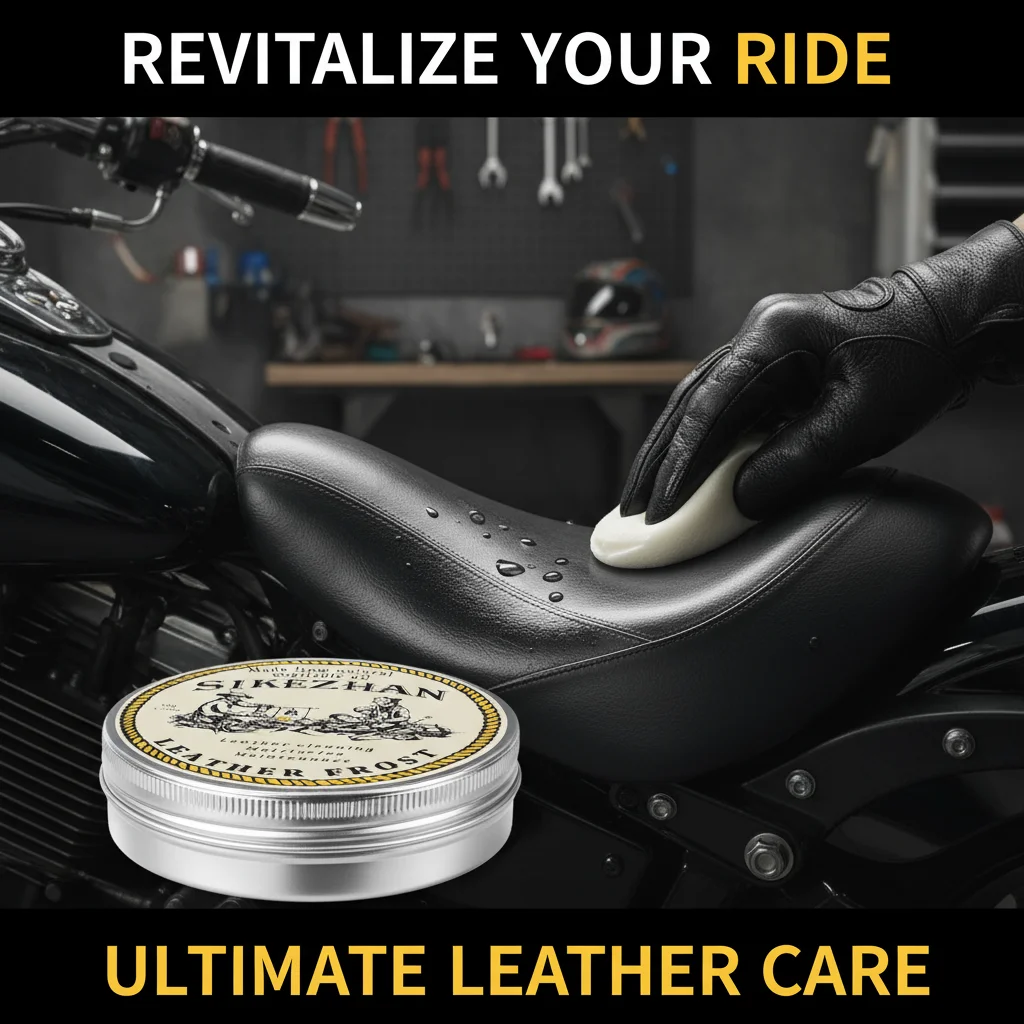 Motorcycle Seat Cleaner & Conditioner, Leather Care Cream, Waterproof UV Protection Restorer for Motorbike Scooter Saddle (100g)