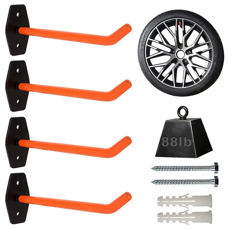 AT05-12 PCS Garage Hooks Heavy Duty Wall Mount,Tire Storage System With Anti-Slip Coating,Hang Heavy Tools For Bikes,Tools