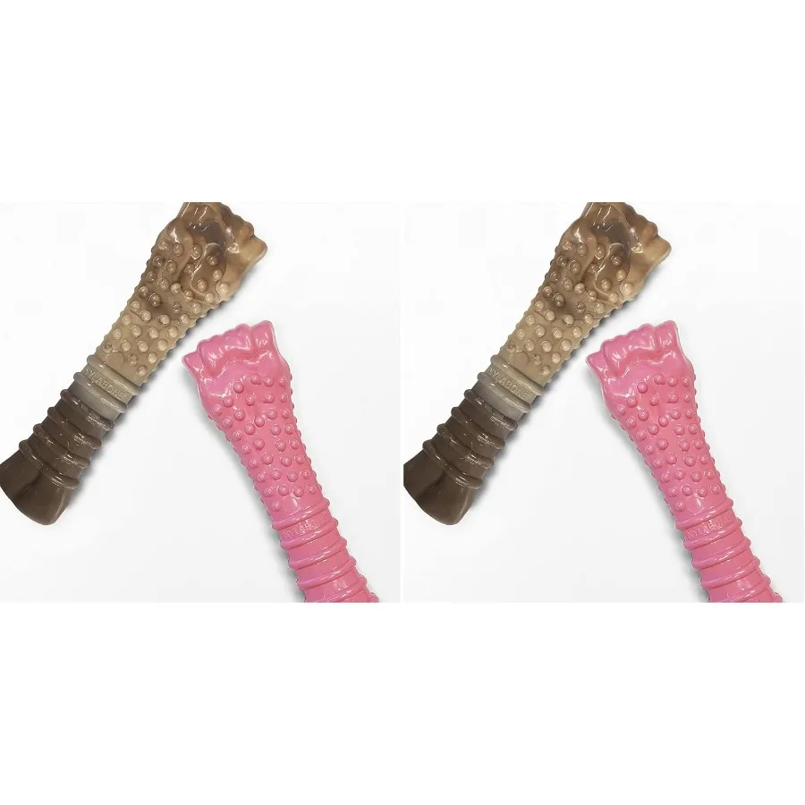 Juguete para masticar hueso del fémur para la concientización sobre el cáncer de mama para perros, juguetes indestructibles para masticadores agresivos, sabor a pollo XL