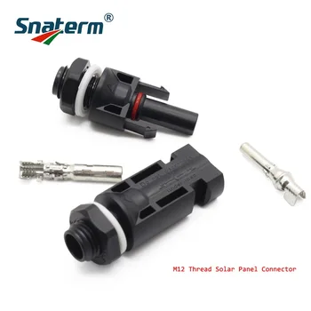 1 paar Solar Photovoltaik Stecker Männlich Weiblich Solar Panel Wasserdichte Stecker und Werkzeug Für Inverter M12 Gewinde 1000 V 30A kabel Co