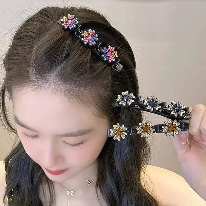 2/4pcs Korean Fixed Headband Hairpin Double Layer Braided Hairpin Hair Hoop Broken Hair Clip Women Hairpin Lazy Hair Accessories